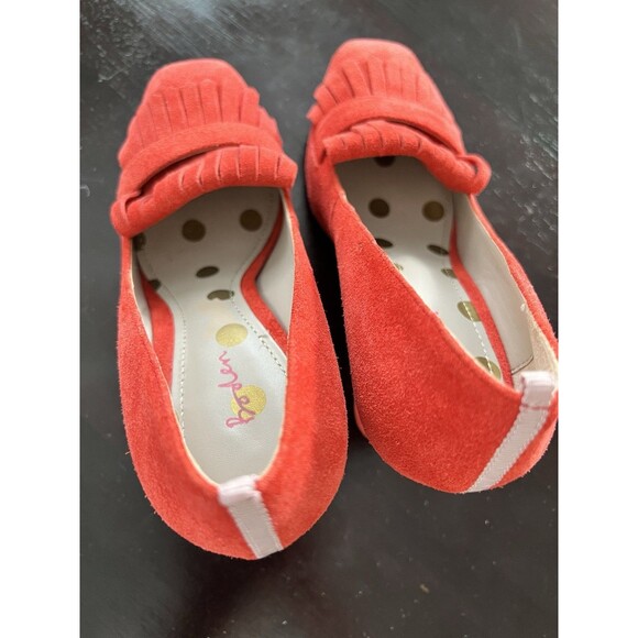 Boden Red Suede Tassel Loafer Heels Size 37 EUC - Picture 5 of 6